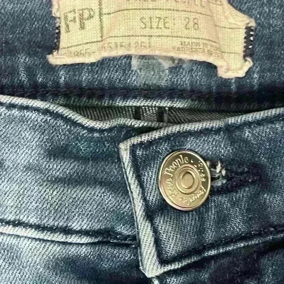 Free People Womens Busted Knee Skinny Fit Jeans, Blue, 28 - Picture 5 of 9